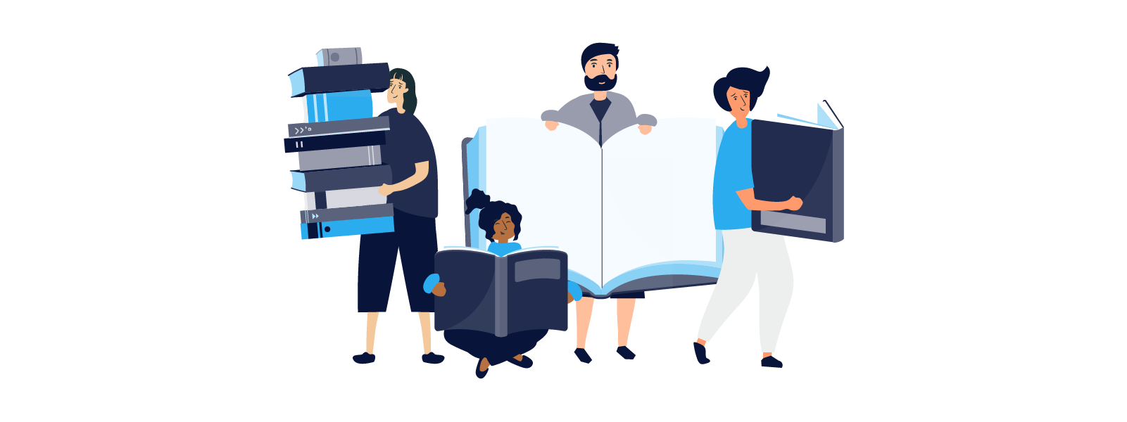 people learning and reading