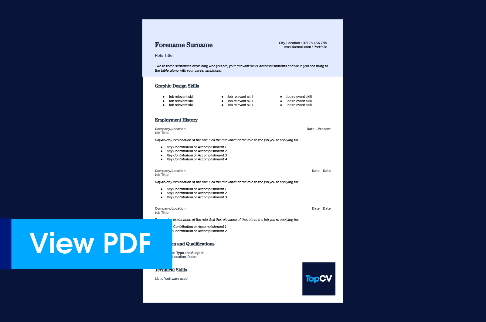 Graphic design CV template from TopCV