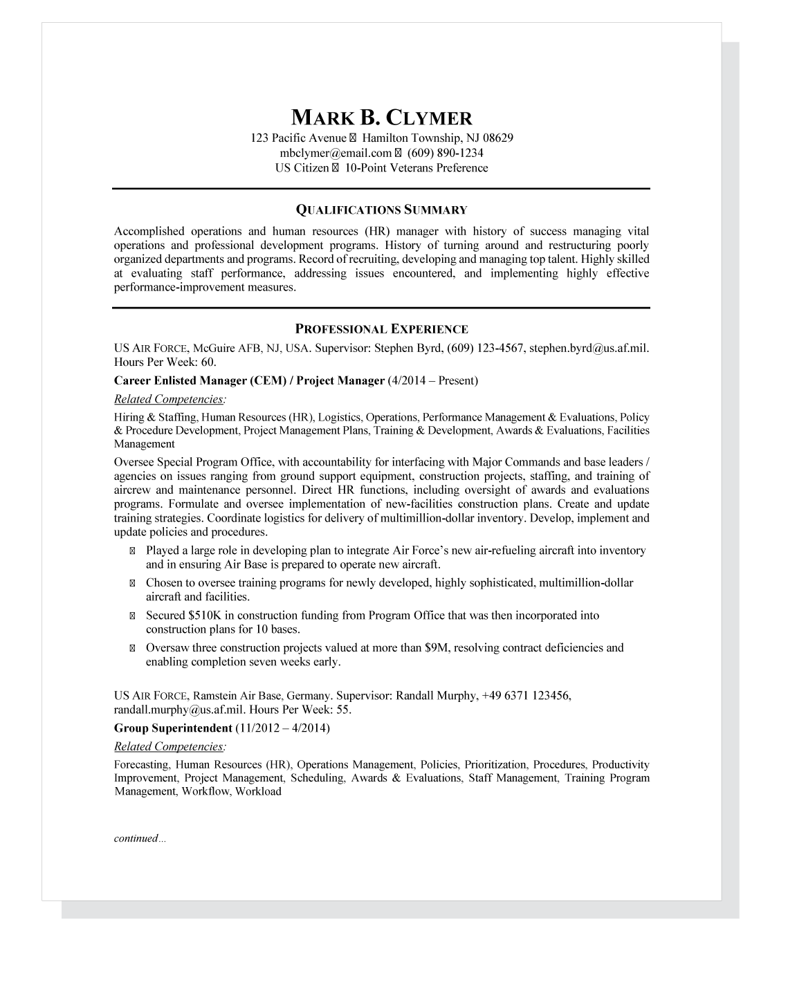 Federal Resume Sample