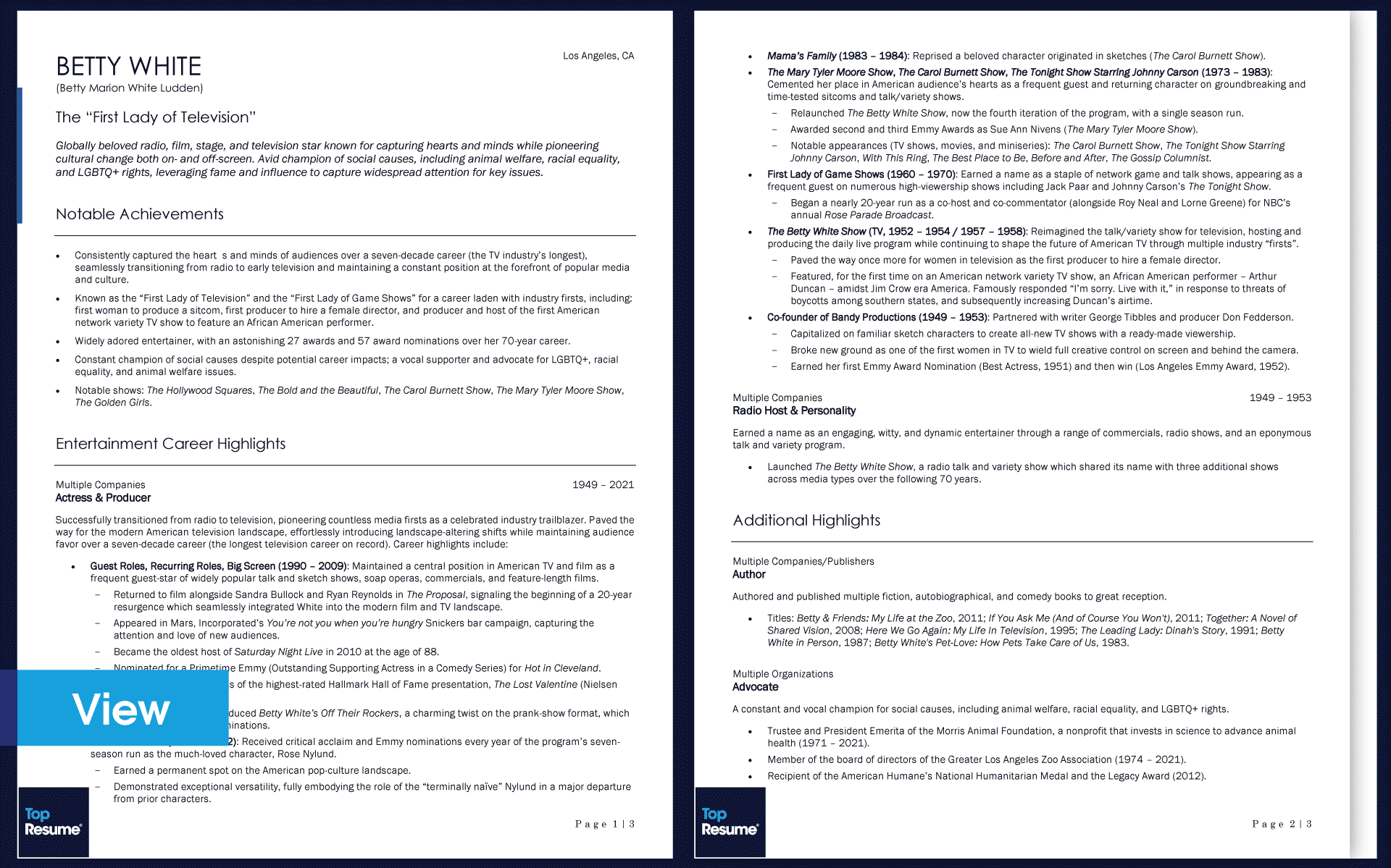 Betty White Resume Sample_TopResume