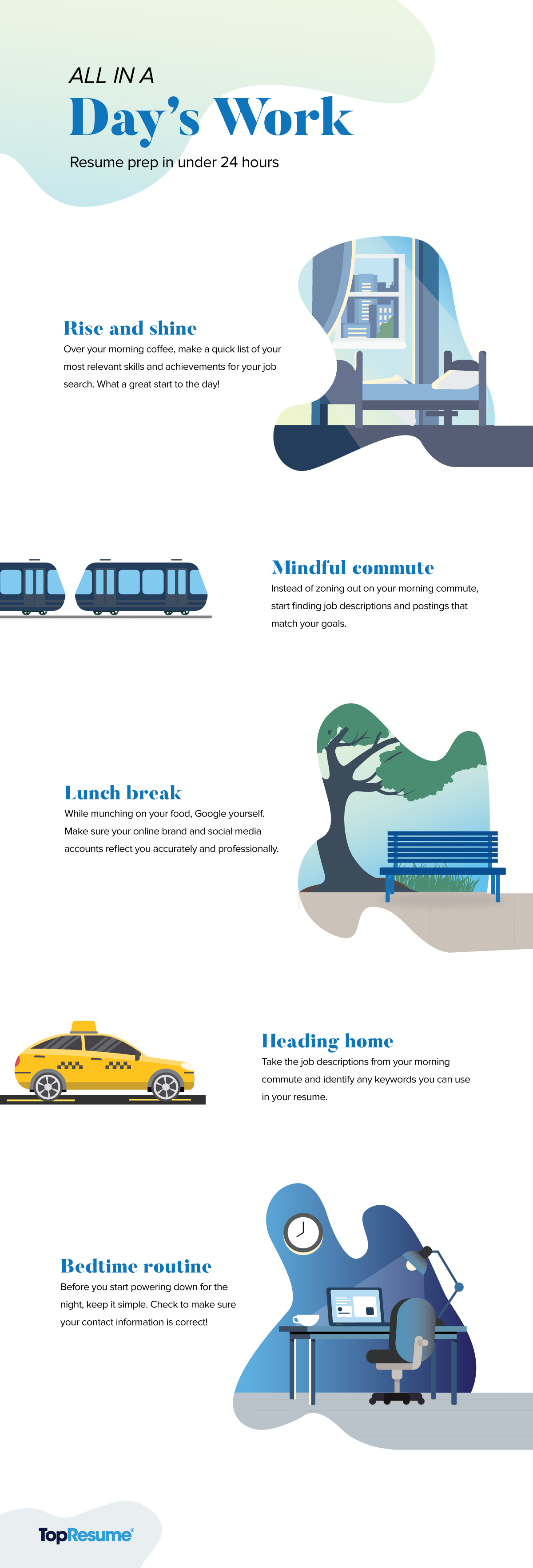 Infographic on how to make the most of your time when prepping your resume for the job search.