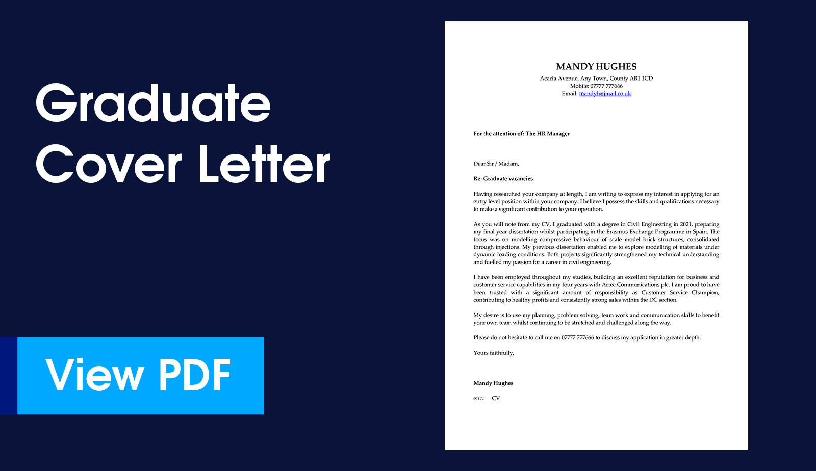 Graduate cover letter example