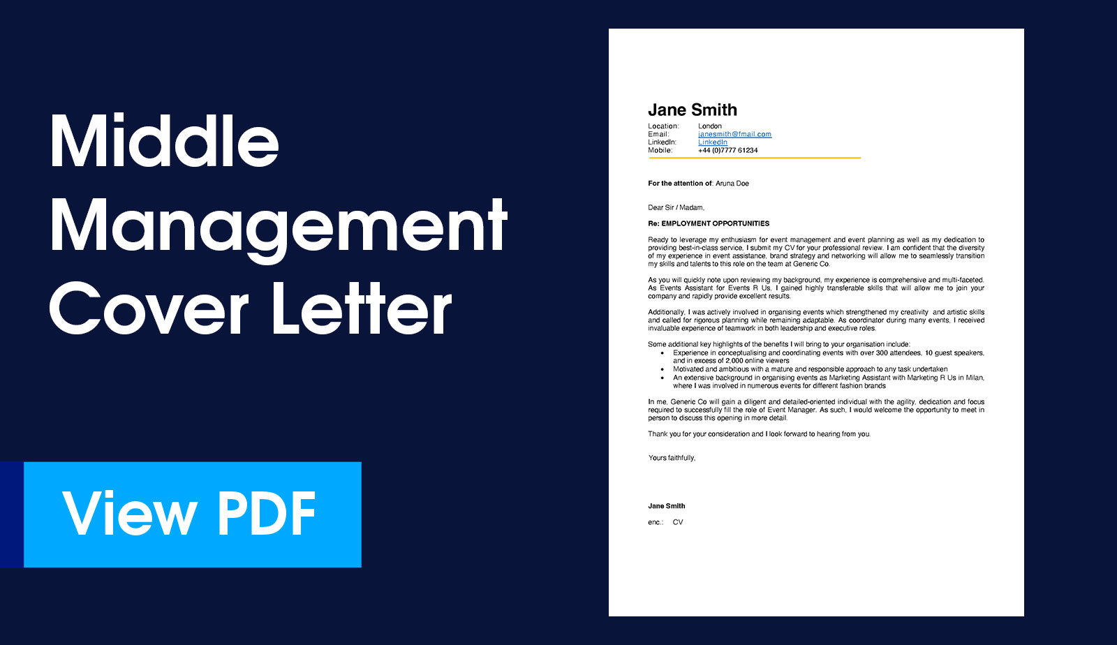 Middle management covet letter example