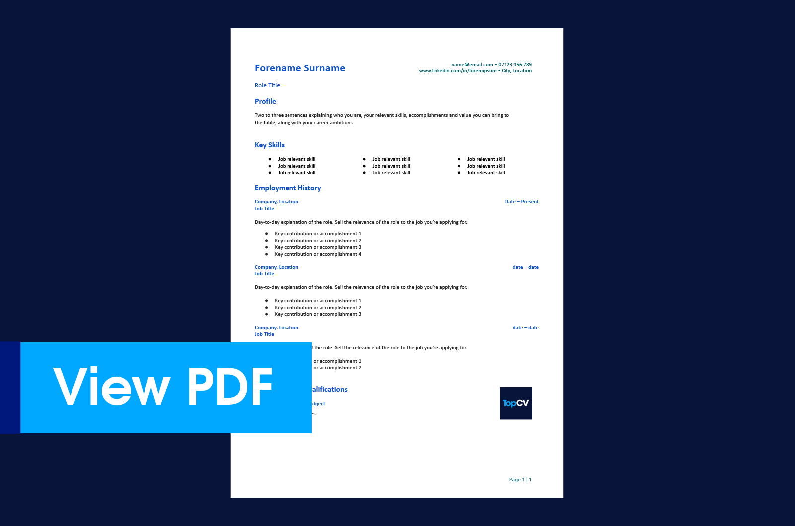 Retail Manager CV template