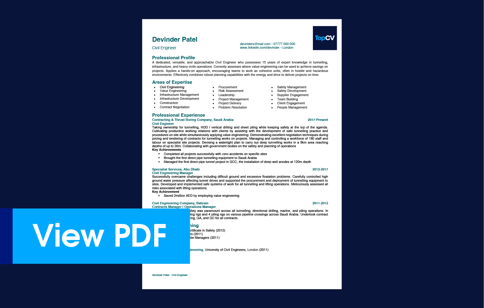 Civil Engineer CV example