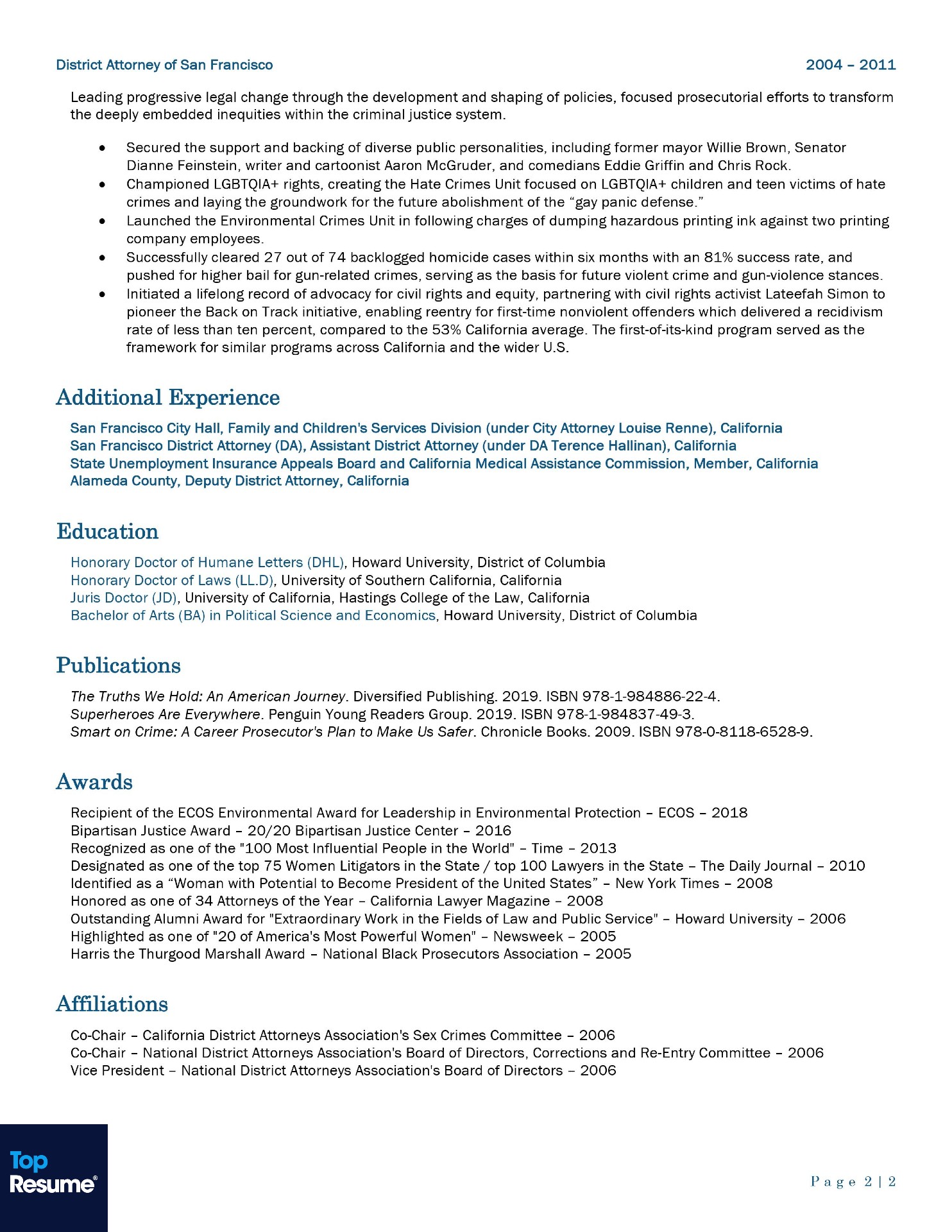Kamala Harris resume page 2